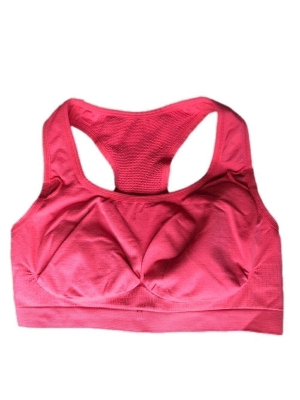 Neon coral medium impact racer back sports bra size medium